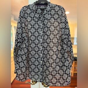 Chico's Elegant Navy and White Blouse